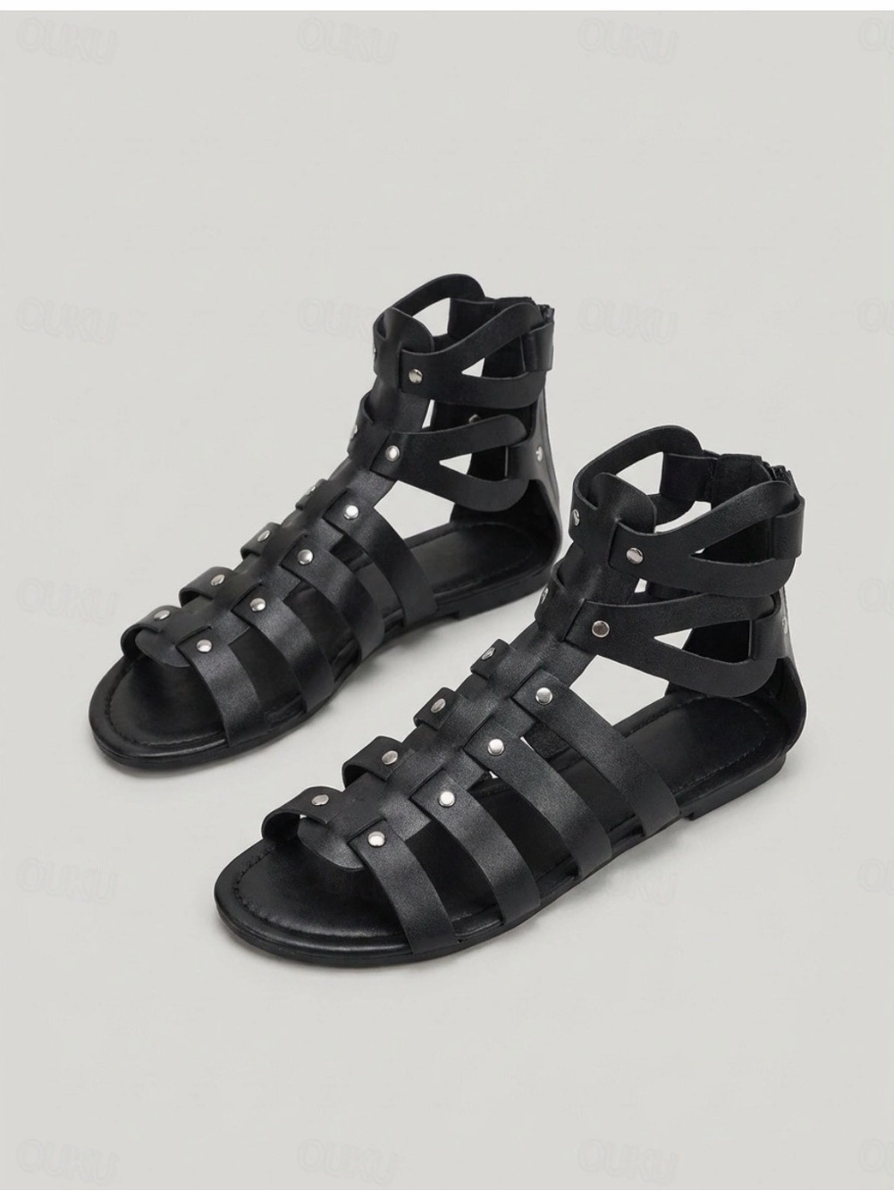 BCBGeneration Black Braided Strappy Gladiator Heels
